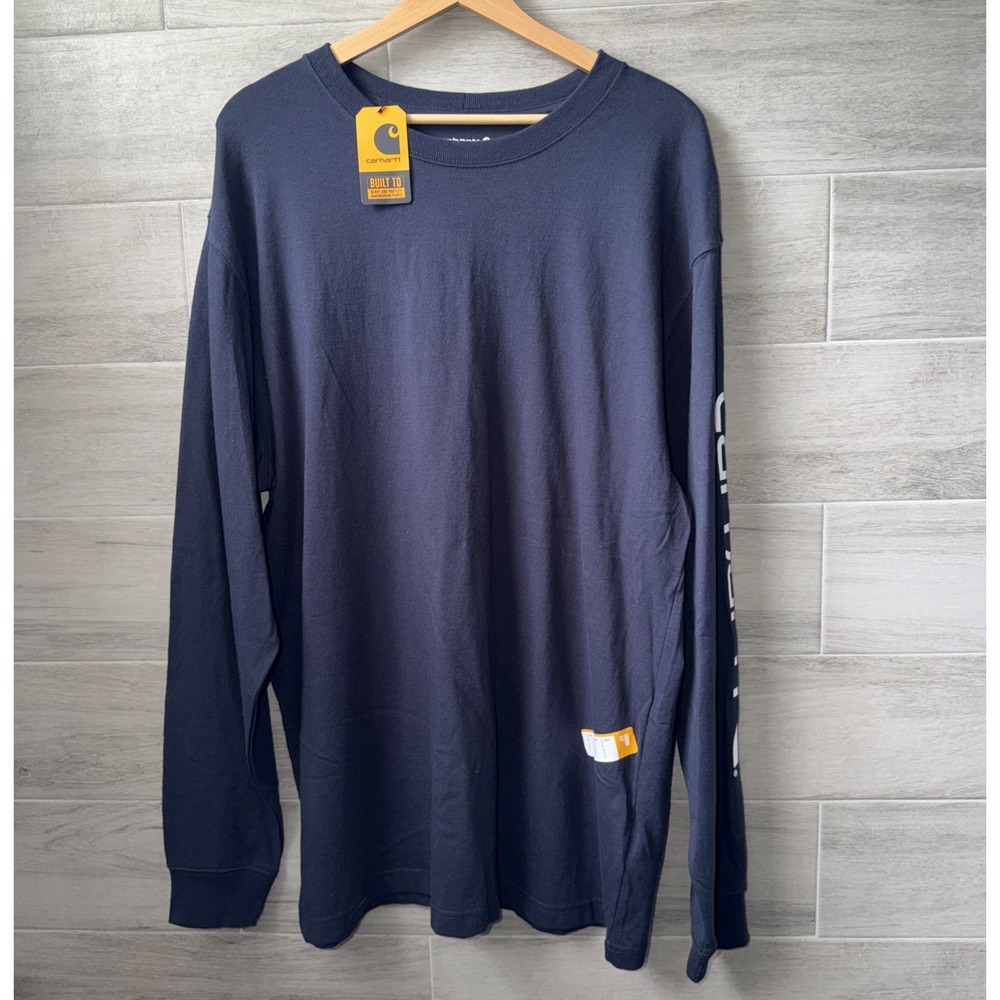Carhartt Loose Fit Heavyweight Graphic Long Sleeve T-Shirt Men's Size L Navy NWT